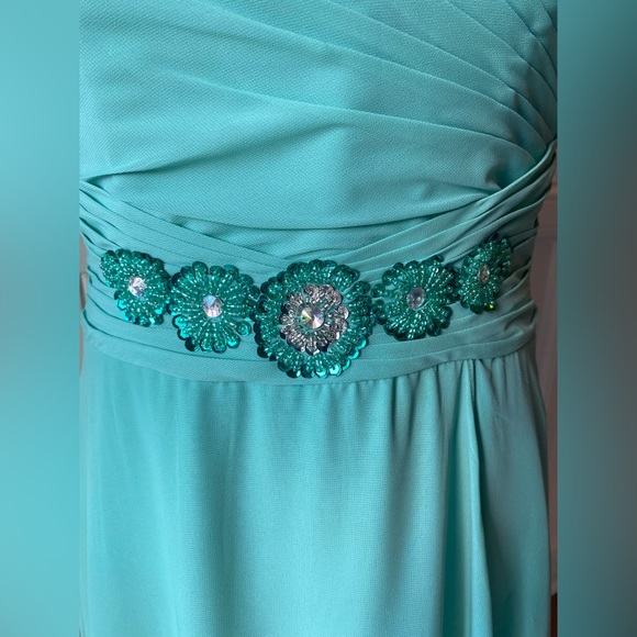 ❌SOLD❌IZIDRESS TURQUOISE MEDIUM 10 TULIP SKIRT SEQUIN EVENING DRESS PROM - Picture 3 of 6